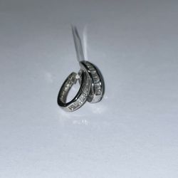 .925 Silver Oval Hoop CZ Earrings