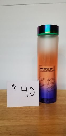 StarBucks Glass Rainbow Bottle
