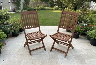 Pair of Acacia Solid Wood Folding Patio Garden Chairs! Sturdy. Retails $142.99