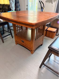 High wood kitchen table