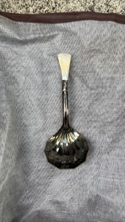Antique Sterling Silver Serving Spoon w/ Mother of Pearl Handle