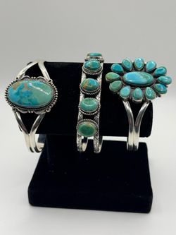 Native American Turquoise Silver Cuff Bracelts