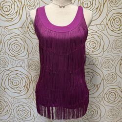 NWT Anthropologie Velvet Fringed Sleeveless Tank Top