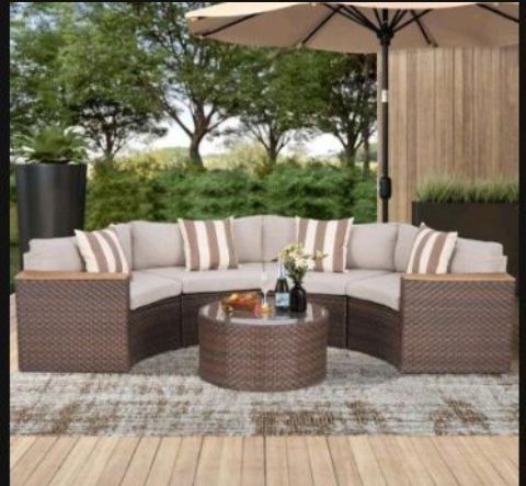 Brand New Inside Three Boxes Patio Sofa Set Brand New Patio Furniture Outdoor Patio Furniture Curved Patio Furniture Round Patio Furniture Half Moon