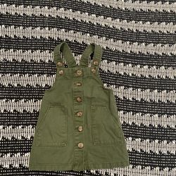 Adorable Baby Girl Green Overall Dress
