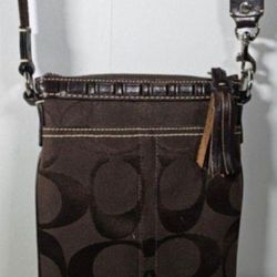 Coach Brown Signature Canvas Crossbody Swing Pack Bag