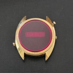 VTG Hudson Harris Hughes Aircraft Co. Red LED 32mm Watch FOR PARTS OR REPAIR