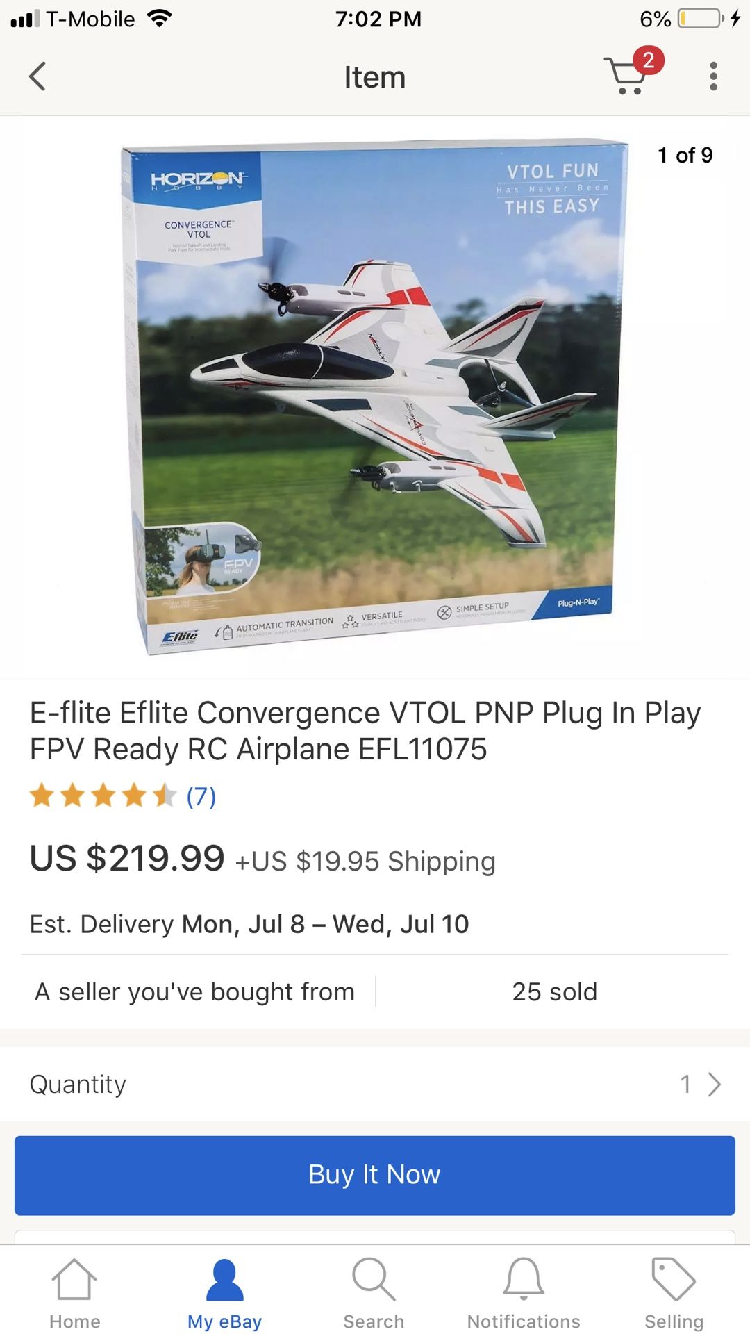 E-flite convergence VTOL rc plane