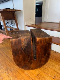 Sculptural Solid Wood Cube Side Table / Accent Stool — 16” — $175 OBO