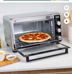Horno Black + Decker Horno Tostador Freidora de Aire Crisp 'N Bake PRO de 6 Rebanadas con Canasta, Sartén, Rejilla у Bandeja, Acero Inoxidable