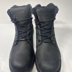 Wolverine W191047 Mens 12M Black Waterproof USA Built Work Boot 