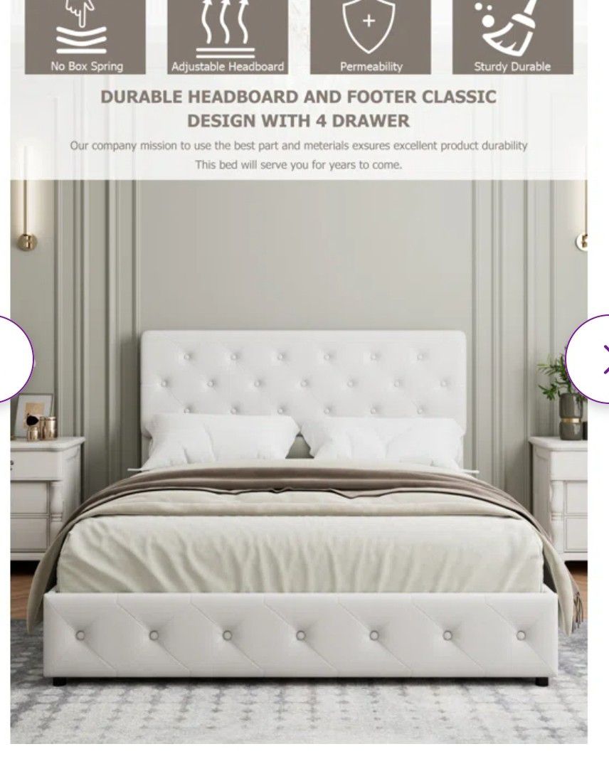 Limited Act Fast!! White Queen Bed  Frame With Mattress