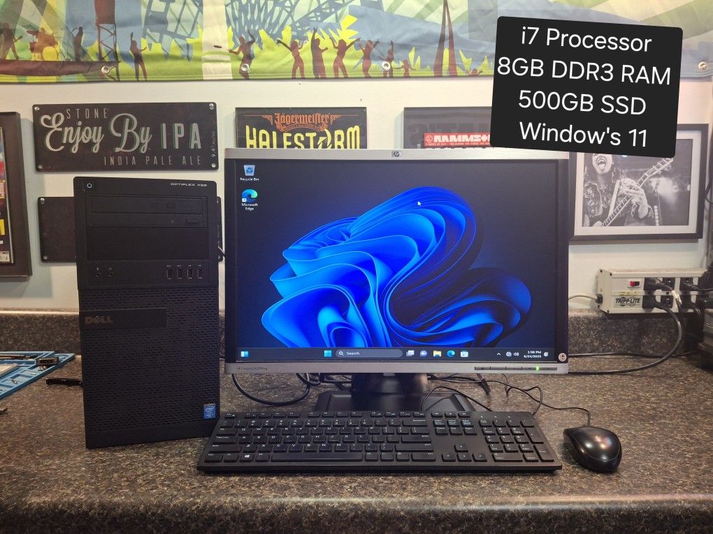Dell i7 Desktop Computer With Monitor Keyboard And Mouse Included