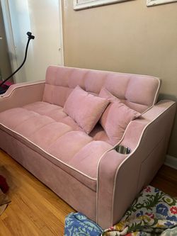 Bubblegum pink pullout sofa bed no