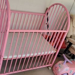 Pink Mini Crib-- Adorable For Baby Girl!