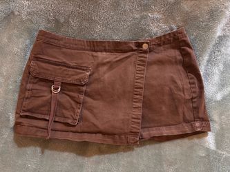 Brown Cargo Mini Skirt