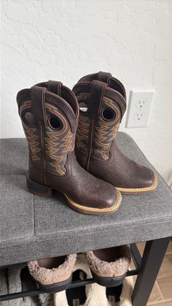 Kids Western Cowboy Boots Brown Embroidered on