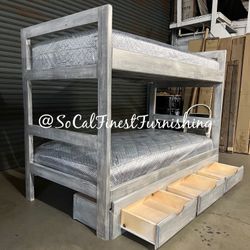 Twin Bunk Bed With Drawers And Mattress 