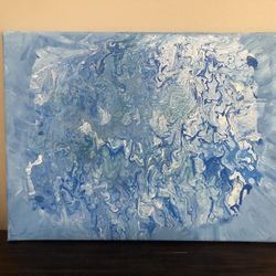 Abstract Blue Painting on Canvas