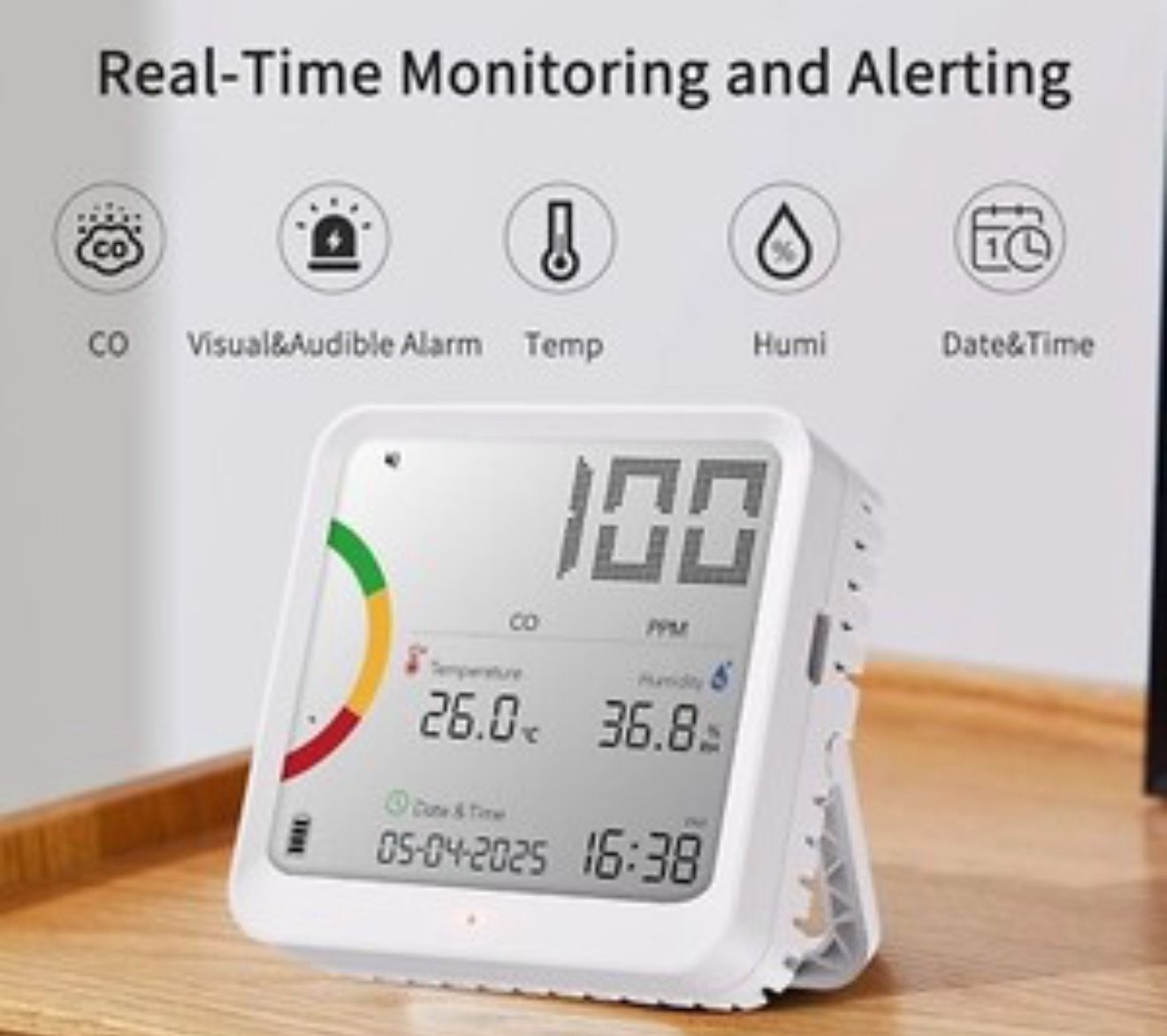 Brand New Air Quality Monitor Indoor with 7AQI & Alerts, Air Quality Meter for CO2, TVOC, PM1.0 PM2.5 PM10, HCHO, Temperature, Humidity | AQI, Date &