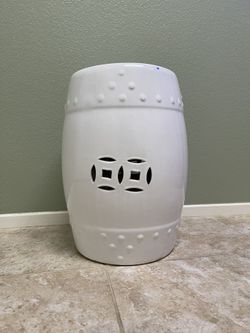 White Ceramic Garden Stool / Side Table Seat