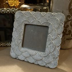 Heavy 7x7 Silver On White Picture Frame 