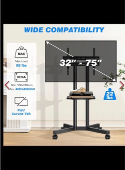 DMT2007 Rolling TV Stand with Wheels