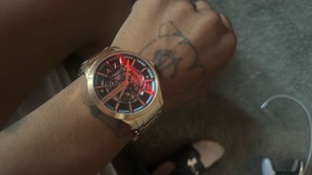 Armani exchange rose gold skeleton
