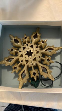 Gold Glitter Snowflake Christmas Tree Topper