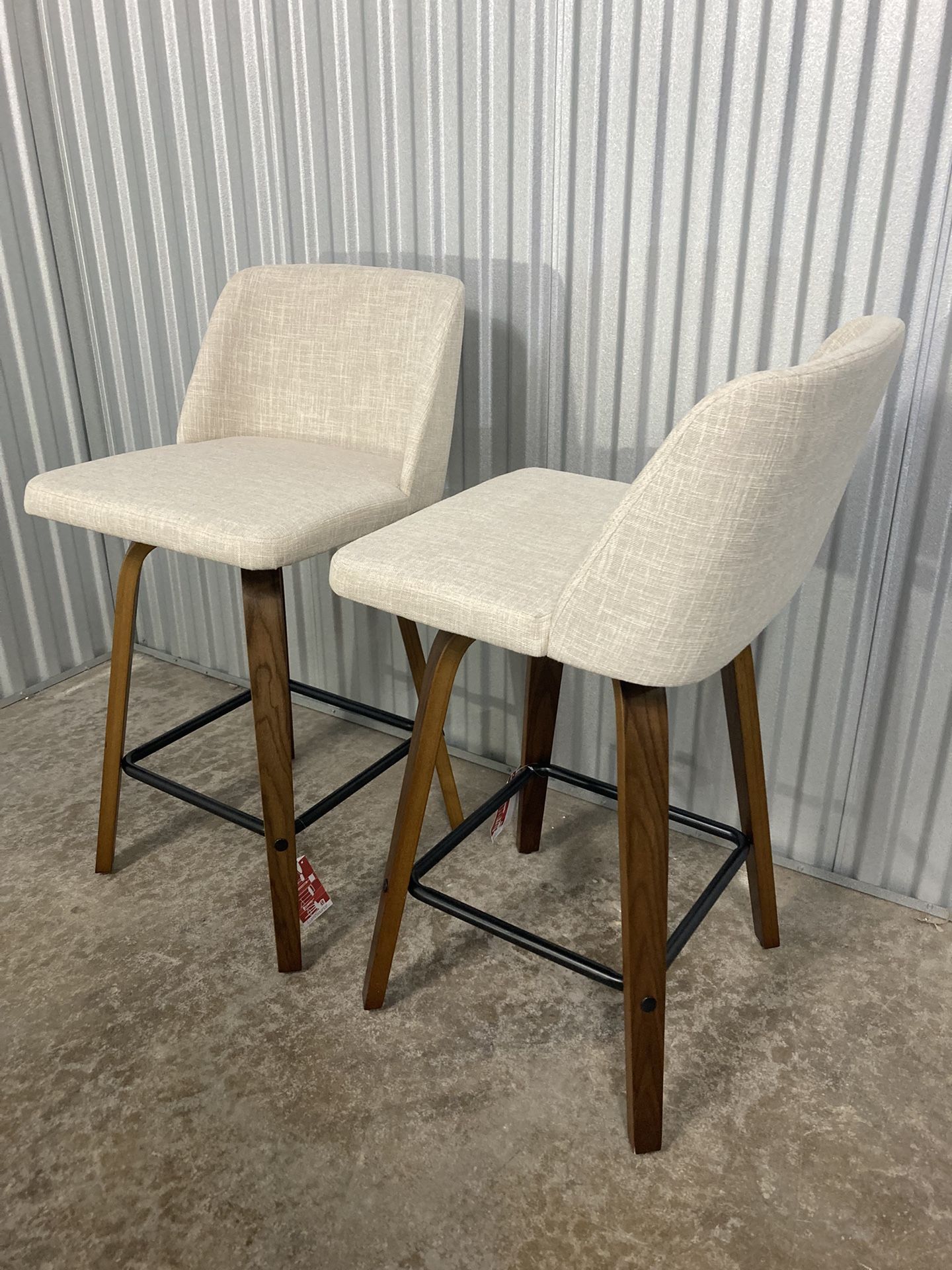 Toriano Counter & Bar Stools β Set of 4 (Walnut Wood + Cream Fabric) β¨