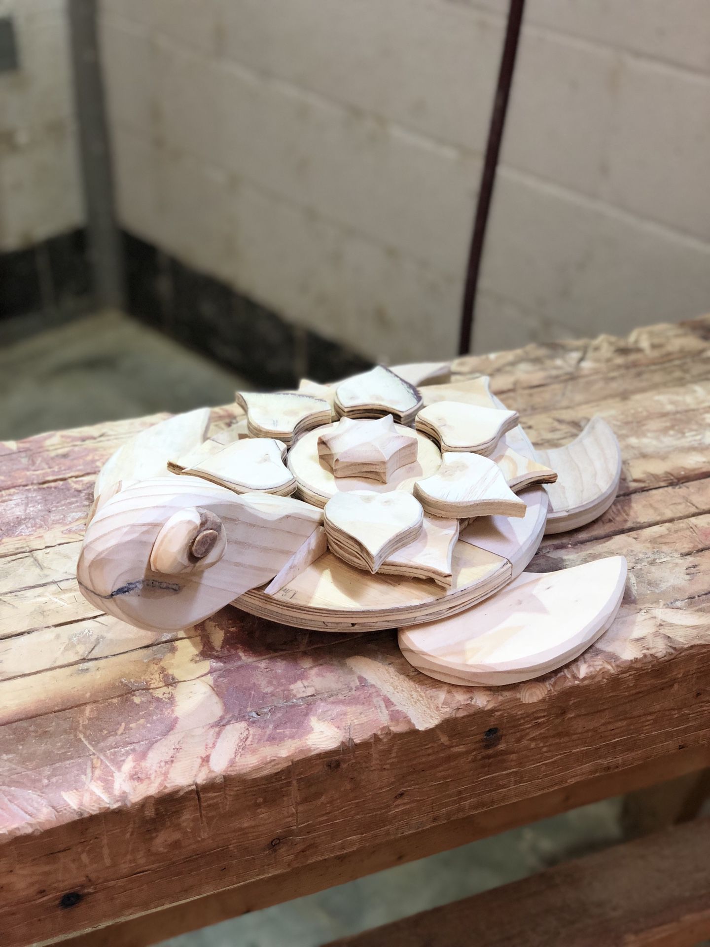 Hand-crafted wooden Turtle