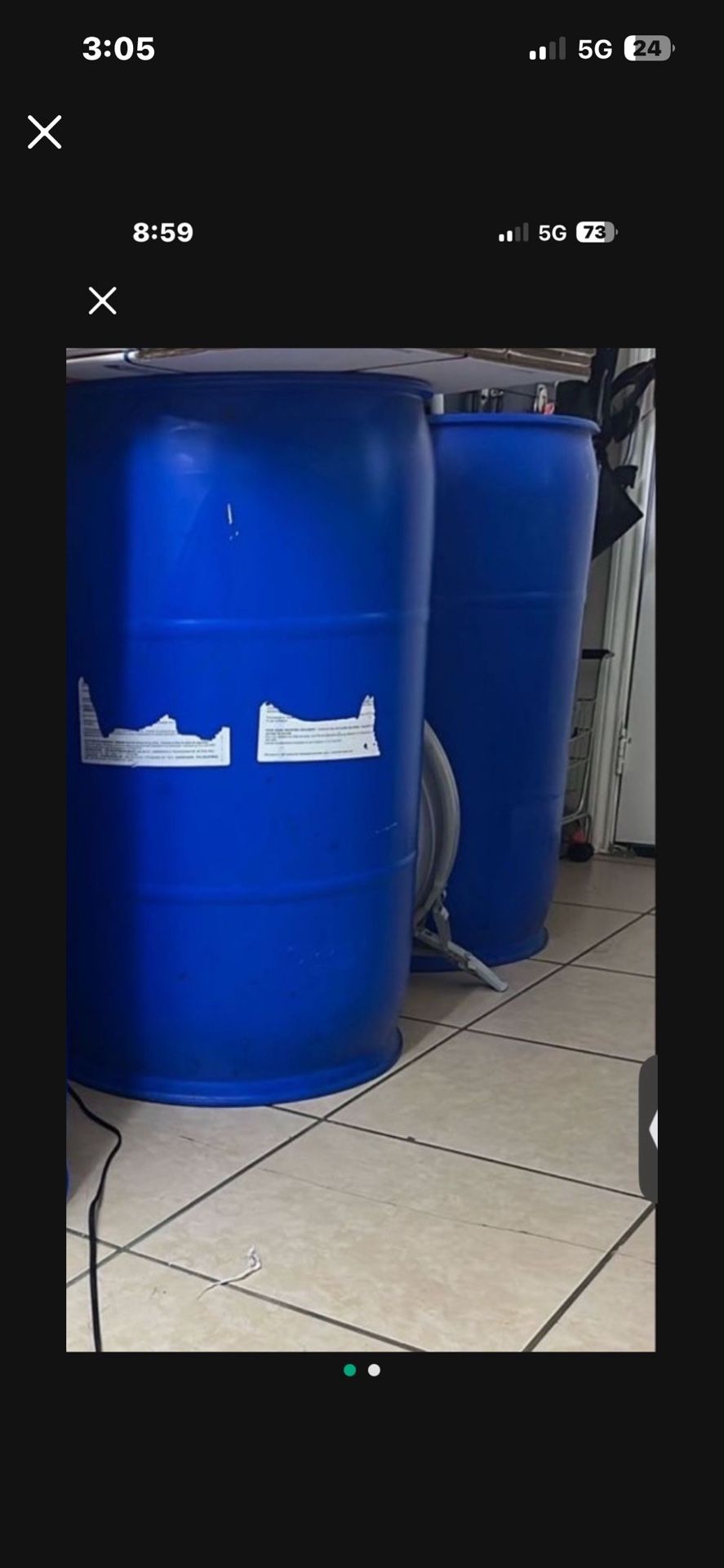 ✅3 55 Gallons Barrels With Top N Lock Rings-$40 For All!