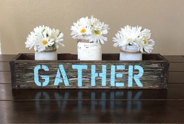 Handcrafted rustic wood mason jar box