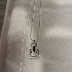 Icecarats 925 Sterling Silver Square Black Onyx Pendant Necklace 