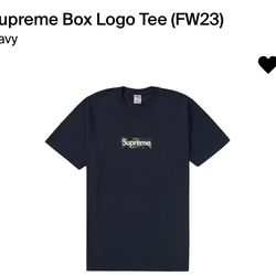 Supreme Camo Box Logo Tee Shirt  FW23 Navy Size M
