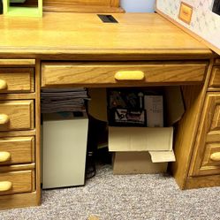 Good Looking Sturdy Oak Desk OBO 