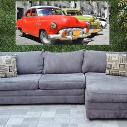 (Free delivery 🚚) Charcoal 2-Piece Sectional Couch w/Chaise