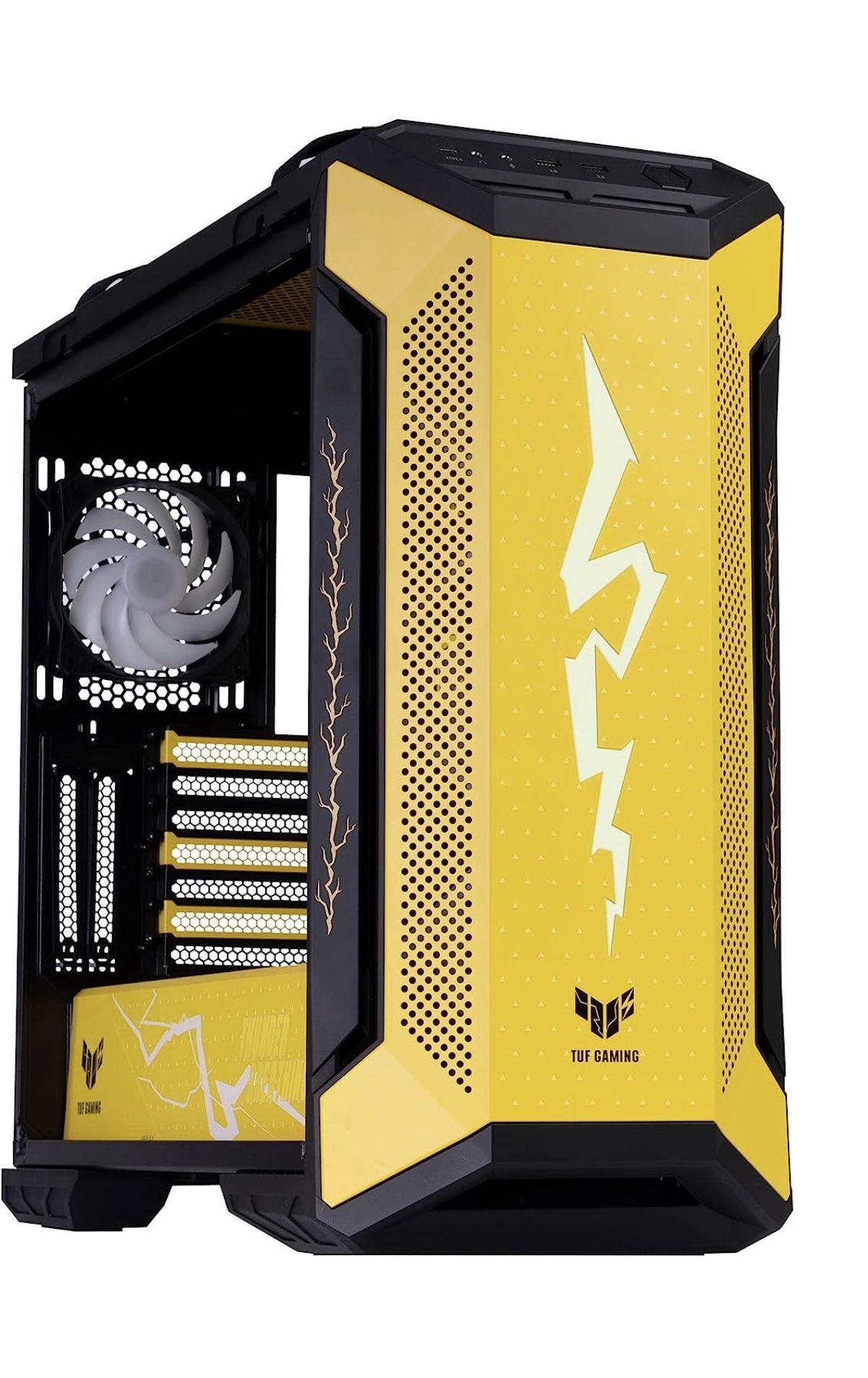 BRAND NEW ASUS TUF GAMING RGB GT501 ZENITSU Tempered Glass ATX Mid-Tower Computer Case Yellow DEMON SLAYER EDITION Handles