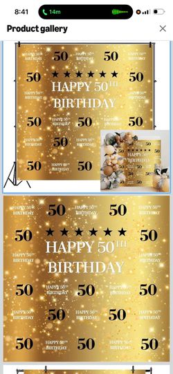 10x10ft Shine Golden Happy 50th Birthday Backdrop