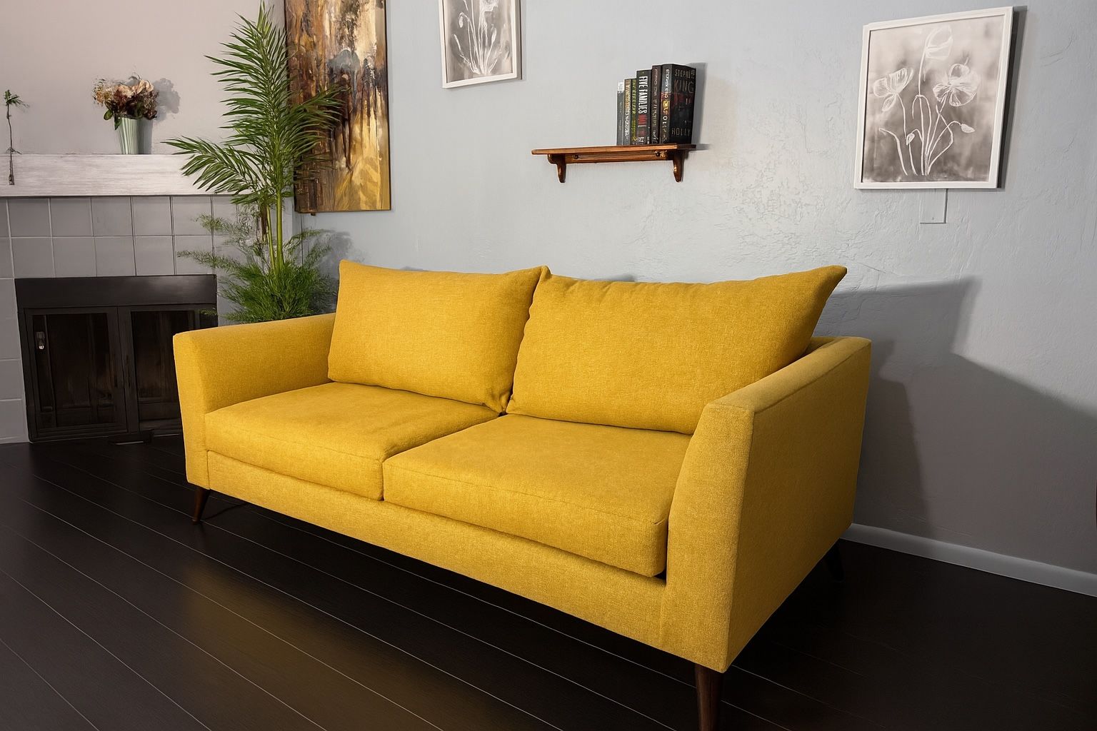 Yellow Modern Sofa (Free Delivery)