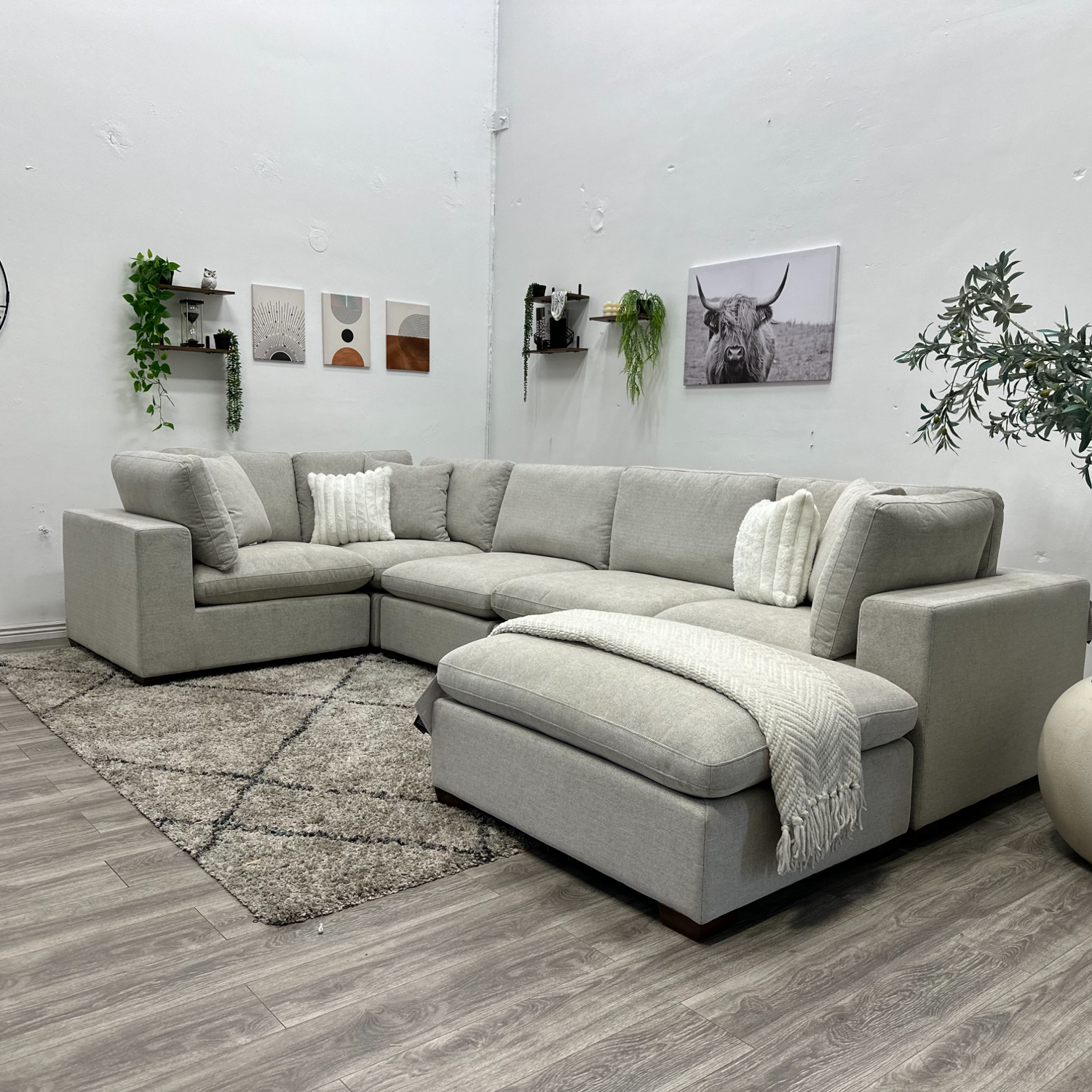 Grey Cloud Sectional Couch - Free Delivery