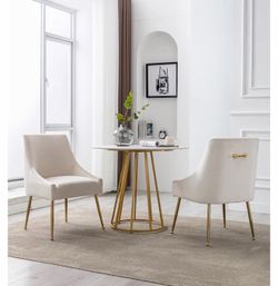 Set of 2- Beige Velvet Chair