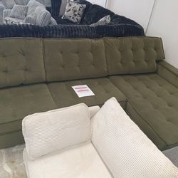Beautiful Green L shaped Sofa