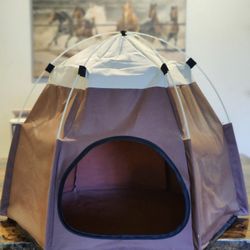 😺🐶 Dog or Cat House Bed Tent Brown Cream Color 