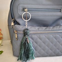 Wool Tassel keychain. Tassel Feather charm. Tassel Bag accessory. Zipper pull charm
