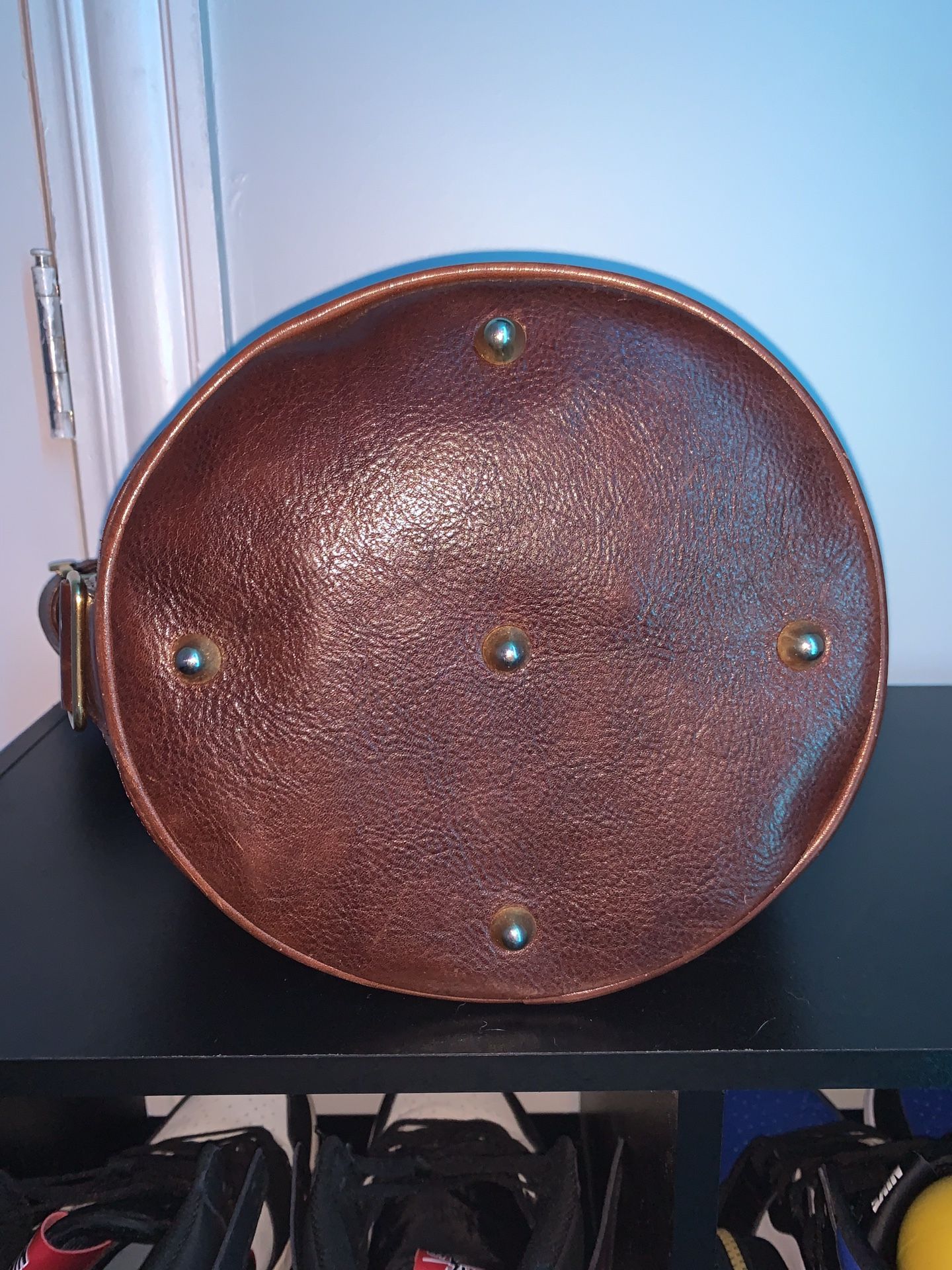 Vintage brown Marino Orlandi Heavy Leather Bucket Bag