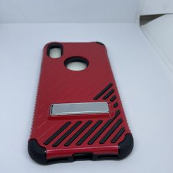 For iPhone X Red Kickstand Case Phone Cover Protector 