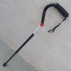 NEW Black Aluminum Walking Cane Comfortable Offset Foam Handle & Wrist Strap, Adjustable Height