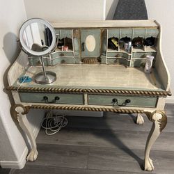 Hand Painted Wood Antique Look  vanity/writing Desk 
