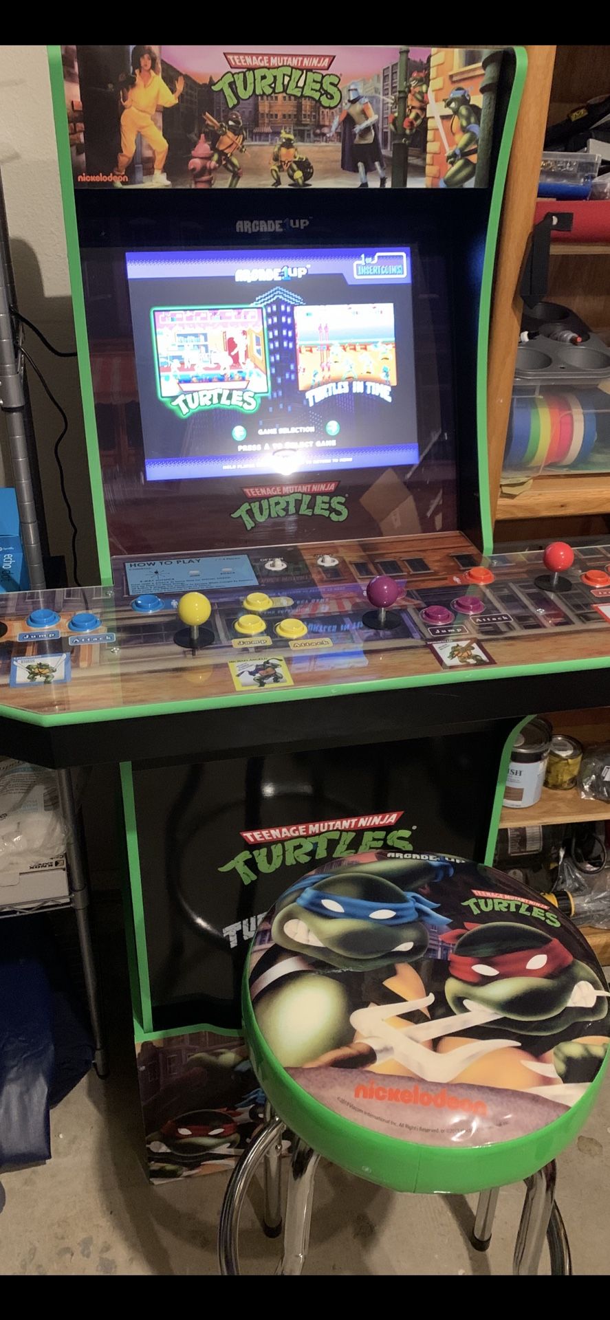 Arcade 1up Teenage Mutant Ninja Turtles w/riser & Stool